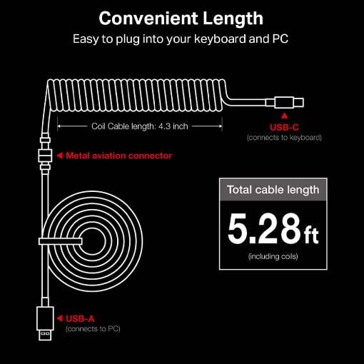 Εικόνα της Redragon Coiled Keyboard Cable A115 Black