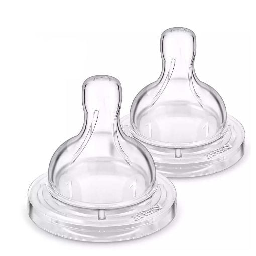 Εικόνα της Θηλή Philips Avent Natural από Σιλικόνη Αργής Ροής για 0+ μηνών 2τμχ SCY761/02