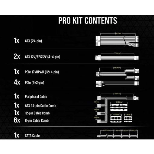 Εικόνα της Corsair Premium Sleeved PSU Cables Starter Kit Type-5 Gen4 Black CP-8920292