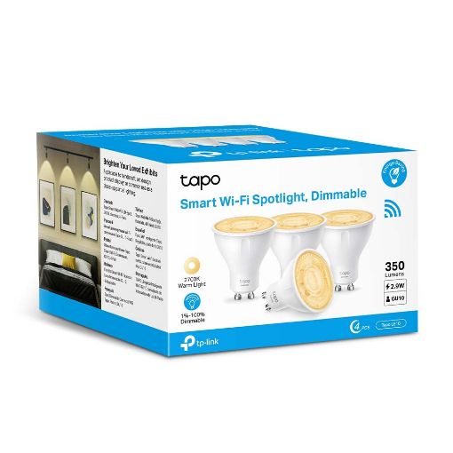 Εικόνα της Smart Wi-Fi Spotlight Tp-Link Tapo L610 GU10 2.9W Dimable Warm White (4-Pack)