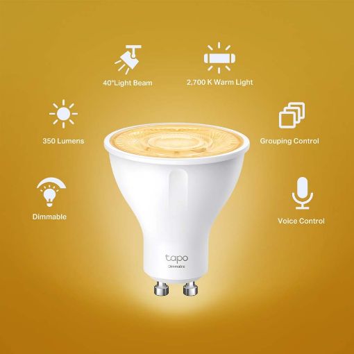 Εικόνα της Smart Wi-Fi Spotlight Tp-Link Tapo L610 GU10 2.9W Dimable Warm White (4-Pack)