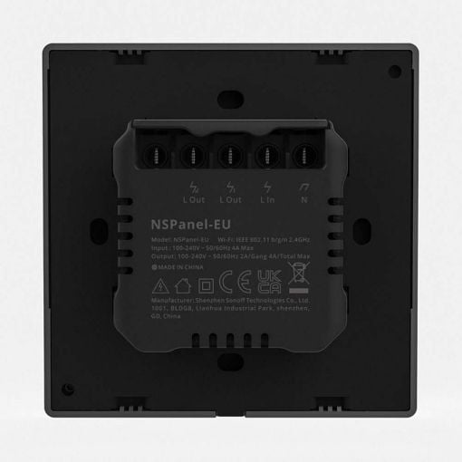 Εικόνα της Smart Χωνευτός Διακόπτης Sonoff NSPanel-EU Wi-Fi & Οθόνη με Δύο Πλήκτρα Black