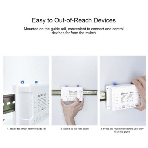 Εικόνα της DIY Smart Ενδιάμεσος Διακόπτης Sonoff 4 Gang με Wi-Fi & RF White 4CHPROR3