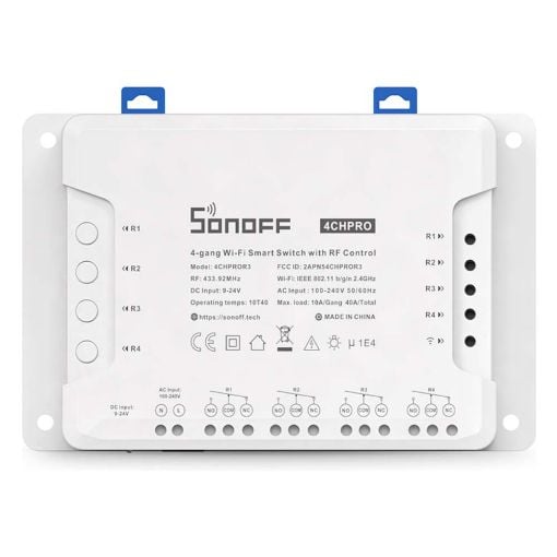 Εικόνα της DIY Smart Ενδιάμεσος Διακόπτης Sonoff 4 Gang με Wi-Fi & RF White 4CHPROR3