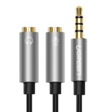 Εικόνα της Καλώδιο Ugreen Headphone Splitter 3.5mm AUX Microphone Black/Silver 0.2m 30619