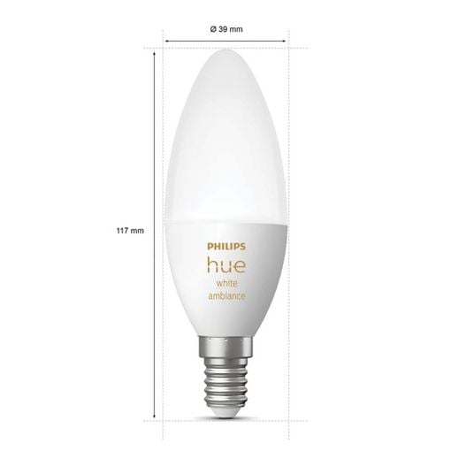 Εικόνα της Philips Hue Smart Lamp Candle E14 White 470lm (2-Pack) 929003021102