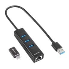 Εικόνα της Sharkoon USB 3.2 Aluminum Hub 3-Port with Ethernet Black 3PALUHUBBLK