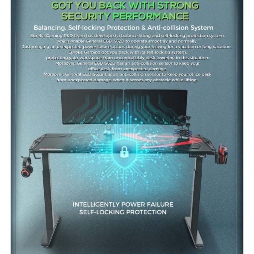 Εικόνα της Standing Gaming Desk Eureka Ergonomic Black EGD-S62B-V1