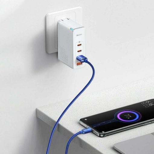 Εικόνα της Καλώδιο Baseus Crystal Shine USB-A to USB-C Braided 100W 1.2m Blue CAJY000403