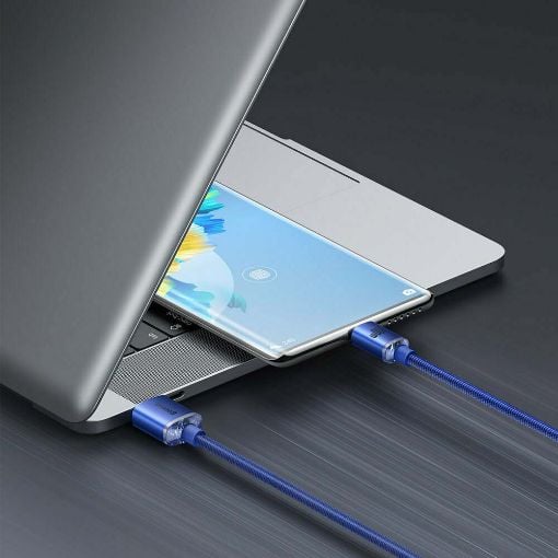 Εικόνα της Καλώδιο Baseus Crystal Shine USB-A to USB-C Braided 100W 1.2m Blue CAJY000403