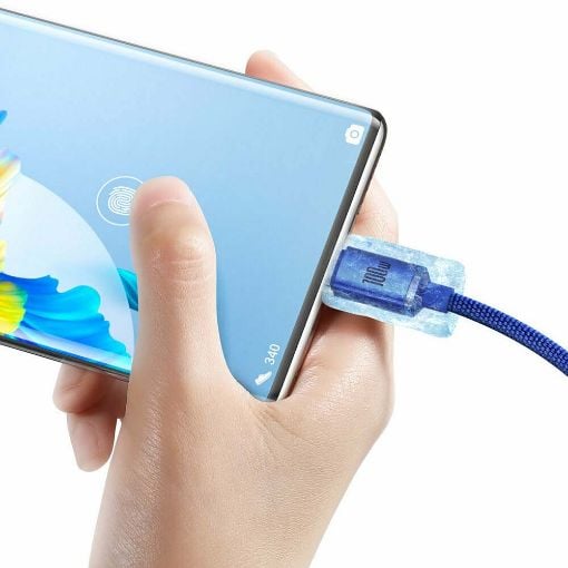 Εικόνα της Καλώδιο Baseus Crystal Shine USB-A to USB-C Braided 100W 1.2m Blue CAJY000403