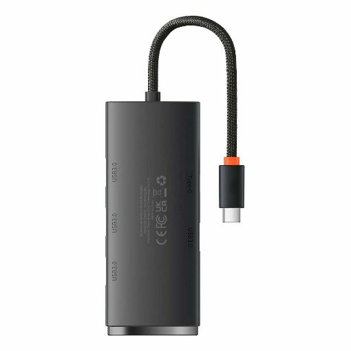 Εικόνα της USB Hub Baseus Lite Series USB-C to 4x USB 3.0 & USB-C 25cm Black WKQX030301