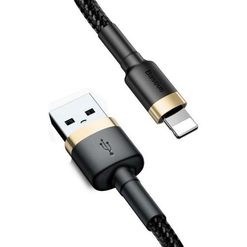 Εικόνα της Καλώδιο Baseus USB to Lightning Braided 1.5A 2m Black/Gold CALKLF-CV1