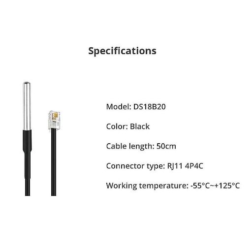 Εικόνα της Sonoff Waterproof Temperature Sensor Black DS18B20