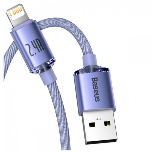 Εικόνα της Καλώδιο Baseus Crystal Shine USB-Α to Lightning Braided 2.4A 2m Purple CAJY000105