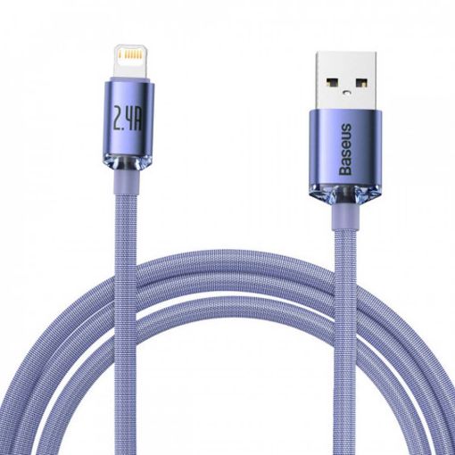 Εικόνα της Καλώδιο Baseus Crystal Shine USB-Α to Lightning Braided 2.4A 2m Purple CAJY000105