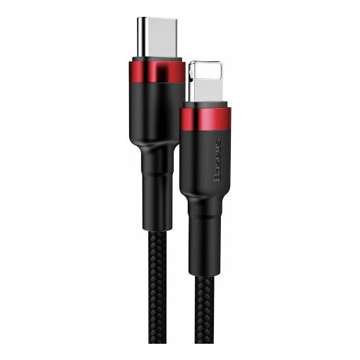 Εικόνα της Καλώδιο Baseus Cafule USB-C to Lightning Braided 18W 1m Black/Red CATLKLF-91
