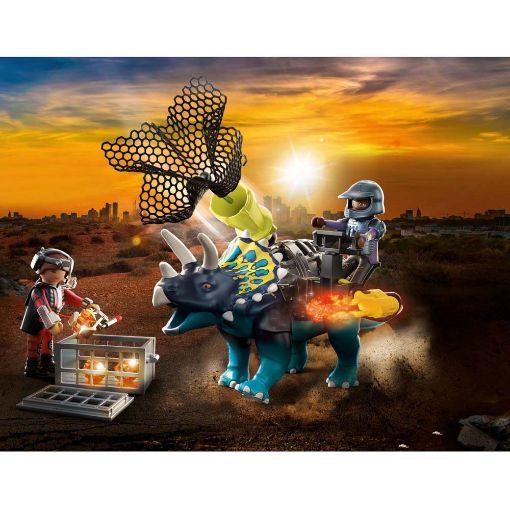 Εικόνα της Playmobil Dino Rise - Triceraptos, Τρικεράτωψ με Πανοπλία-Κανόνι & Μαχητές 70627
