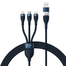 Εικόνα της Καλώδιο Baseus Flash Series II USB to Type-C / micro USB / Lightning Braided 1.2m Blue CASS030103