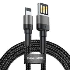 Εικόνα της Καλώδιο Baseus Cafule USB-A (Reversible) to Lightning Braided 2.4A 1m Gray/Black CALKLF-GG1