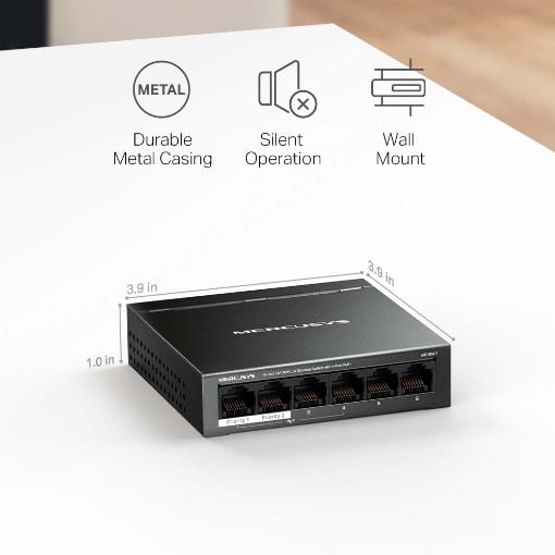 Εικόνα της Switch Mercusys 6 Port 10/100Mbps PoE+ Black MS106LP