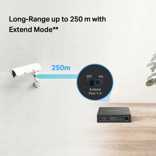 Εικόνα της Switch Mercusys 6 Port 10/100Mbps PoE+ Black MS106LP