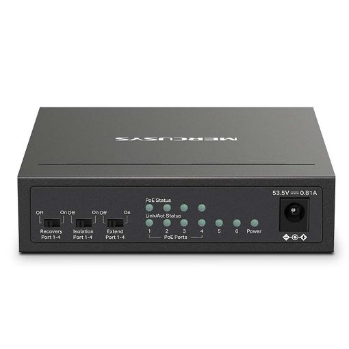 Εικόνα της Switch Mercusys 6 Port 10/100Mbps PoE+ Black MS106LP