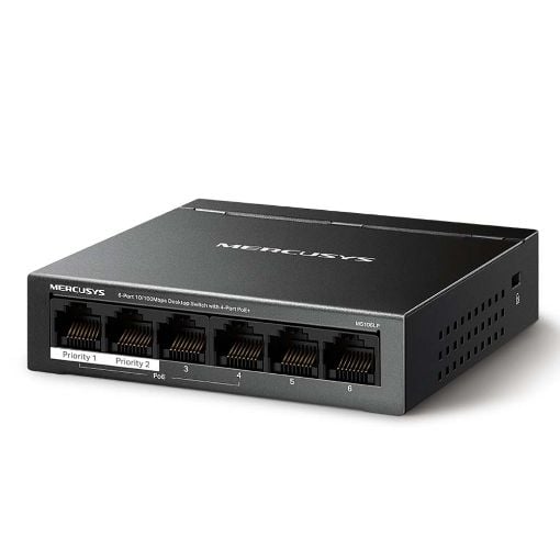 Εικόνα της Switch Mercusys 6 Port 10/100Mbps PoE+ Black MS106LP