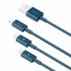 Εικόνα της Καλώδιο Baseus Superior Series 3in1 USB to Type-C / Lightning / micro USB 3.5A Blue 1.5m CAMLTYS-03