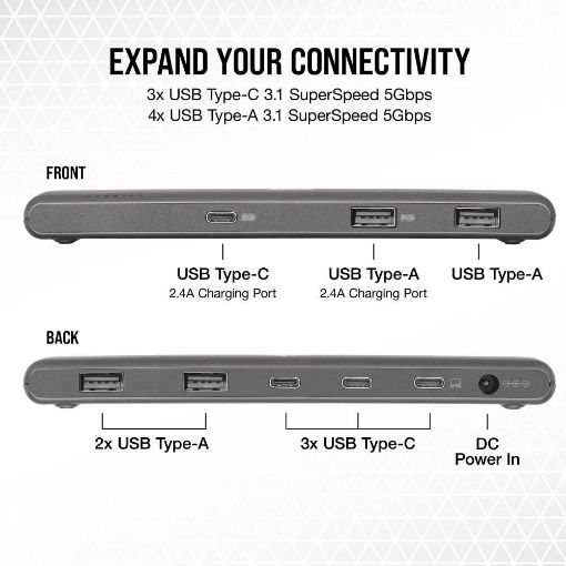 Εικόνα της Expansion Hub Corsair USB100 7-Port Grey CU-9000003-EU