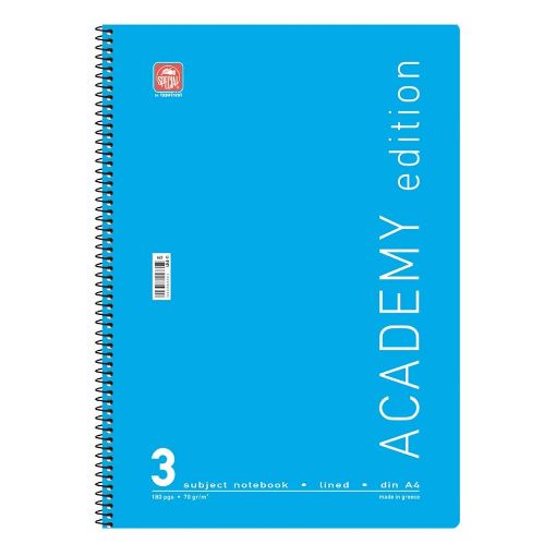 Εικόνα της Typotrust - Τετράδιο Spiral Academy Ριγέ A4 3 Θεμάτων 4543-11 (Διάφορα Χρώματα)