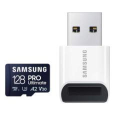 Εικόνα της Κάρτα Μνήμης microSDXC Samsung Pro Ultimate 128GB UHS-I U3 V30 A2 + USB Adapter MB-MY128SB/WW