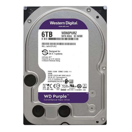 Εικόνα της Εσωτερικός Σκληρός Δίσκος Western Digital Purple Surveillance 6TB 3.5'' Sata III 256MB WD64PURZ