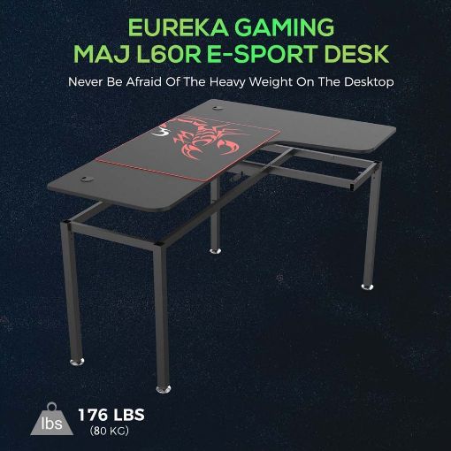 Εικόνα της Gaming Desk Eureka Ergonomic L01R 60" Black ERK-CD-L01R-60B-V4