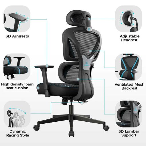 Εικόνα της Gaming Chair Eureka Ergonomic Norn Black/Βlue ERK-GC06-BU-V1