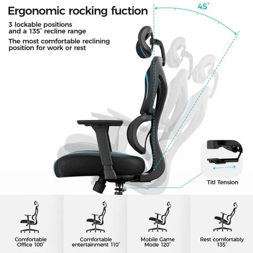 Εικόνα της Gaming Chair Eureka Ergonomic Norn Black/Βlue ERK-GC06-BU-V1