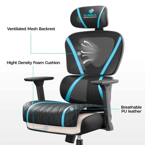 Εικόνα της Gaming Chair Eureka Ergonomic Norn Black/Βlue ERK-GC06-BU-V1