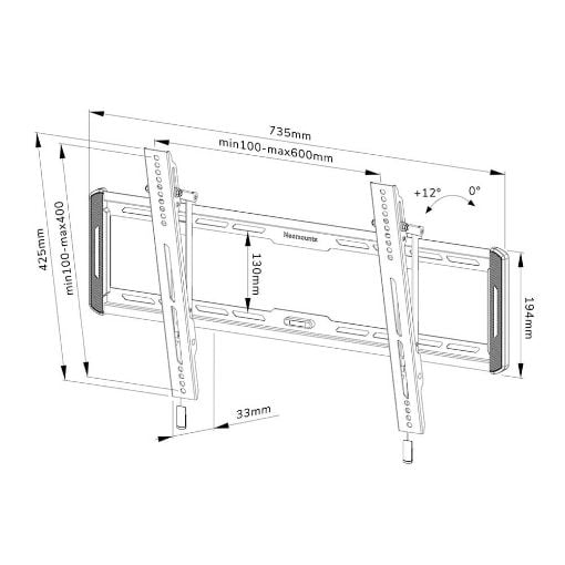 Εικόνα της Επιτοίχια Βάση Τηλεόρασης Neomounts 40-75" Tiltable WL35-550BL16