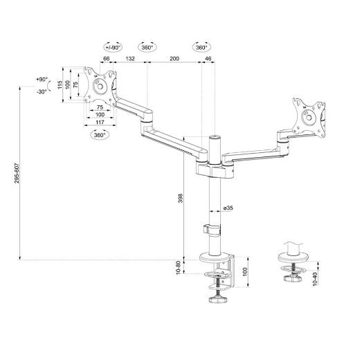 Εικόνα της Monitor Arm Desk Mount Neomounts 17-27" Dual Full Motion Black DS60-425BL2