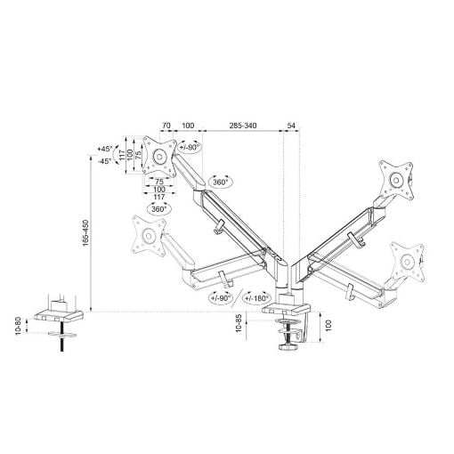 Εικόνα της Monitor Arm Desk Mount Neomounts 17-32" Dual Full Motion DS70-810BL2