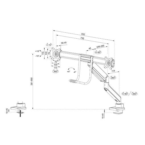 Εικόνα της Monitor Arm Desk Mount Neomounts 17-32" Dual Full Motion Black DS75-450BL2