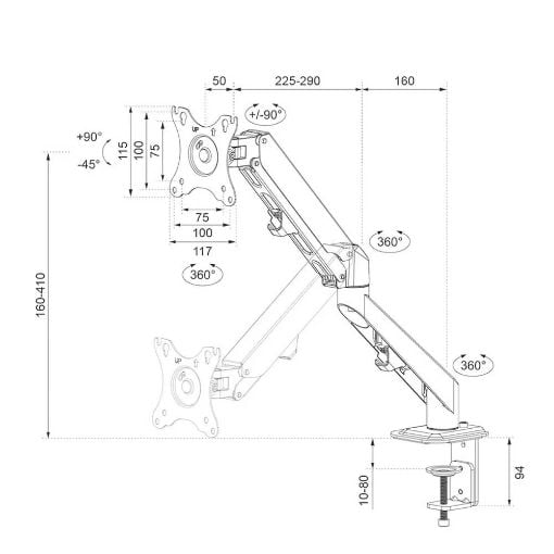 Εικόνα της Monitor Arm Desk Mount Neomounts 17-27" Full Motion DS70-700BL1