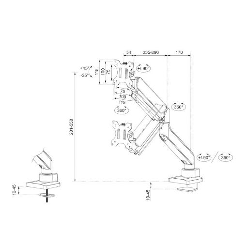 Εικόνα της Monitor Arm Desk Mount Neomounts 17-42" Full Motion Black DS70-450BL1