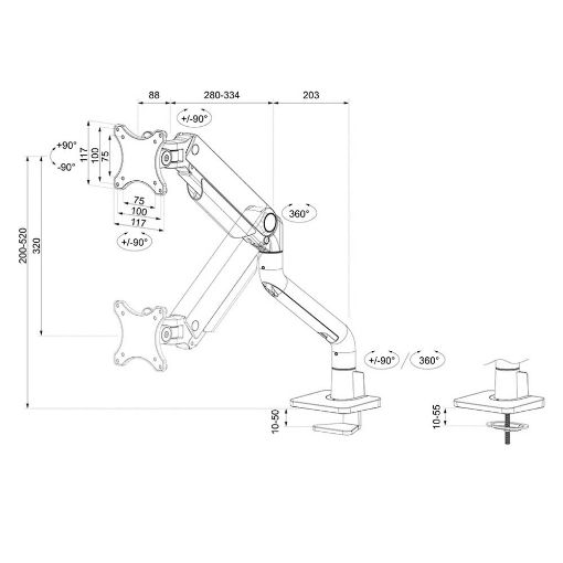 Εικόνα της Monitor Arm Desk Mount Neomounts 17-49" Curved Full Motion Black DS70S-950BL1
