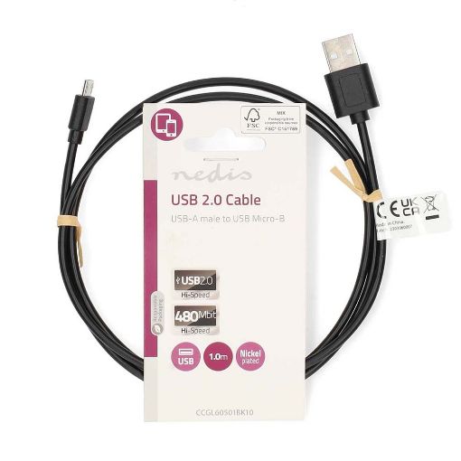 Εικόνα της Καλώδιο Nedis USB-Α Male σε Micro-USB Male 7.5W 1m Black CCGL60501BK10