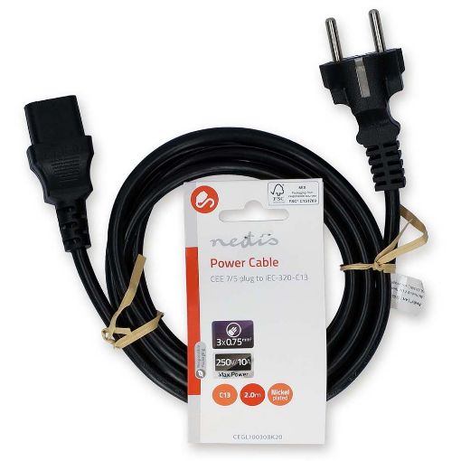 Εικόνα της Καλώδιο Τροφοδοσίας Nedis IEC-320-C13 2m Black CEGL10030BK20