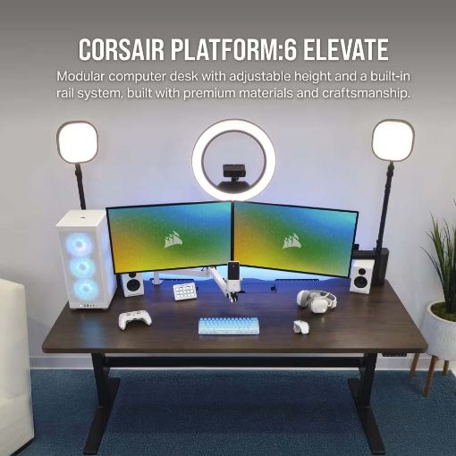 Εικόνα της Gaming Desk Corsair Platform 6 Elevate Rubberwood Dark Walnut Stain CF-9500052-EU