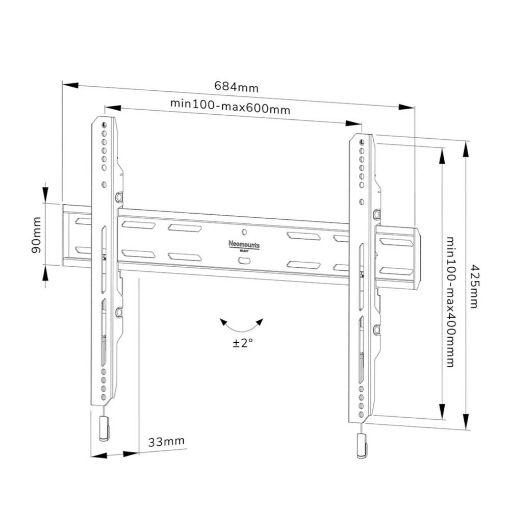 Εικόνα της Επιτοίχια Βάση Τηλεόρασης Neomounts 40-82" Fixed WL30S-850BL16