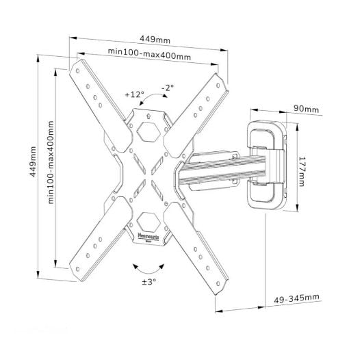 Εικόνα της Επιτοίχια Βάση Τηλεόρασης Neomounts 32-65" Tiltable & Swivelable WL40S-840BL14
