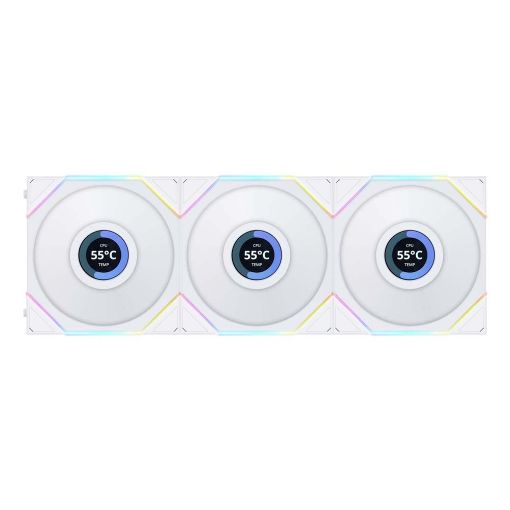 Εικόνα της Case Fan Lian Li UniFan TL LCD 120mm White (3-Pack) with Controller G99.12TLLCD3W.00
